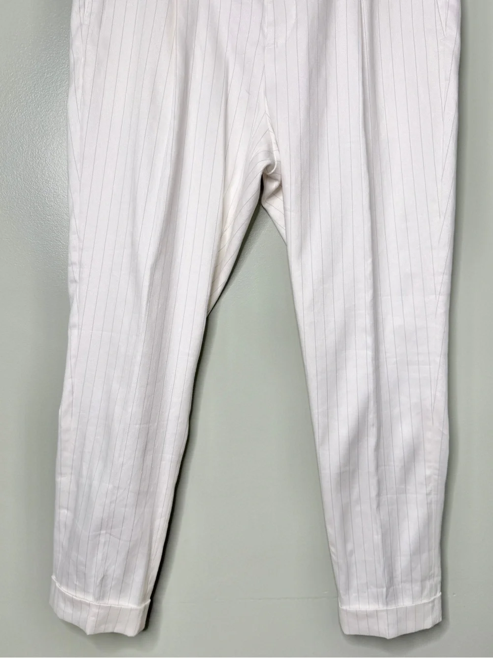 NWT Banana Republic Linen Tailored Fit Slim Pants White Grey Men’s 34 Short